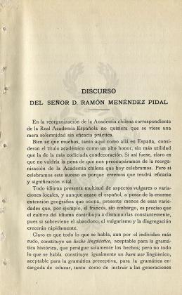 Discurso del señor D. Ramón Menéndez Pidal