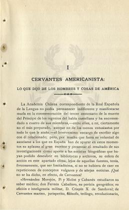 Cervantes americanista: lo que dijo de los hombres y cosas de América